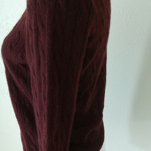 COMING DEC RL CASHMERE BLACK label Ralph Lauren BURGUNDY CASHMERE Sweater NWOT - Picture 3 of 6